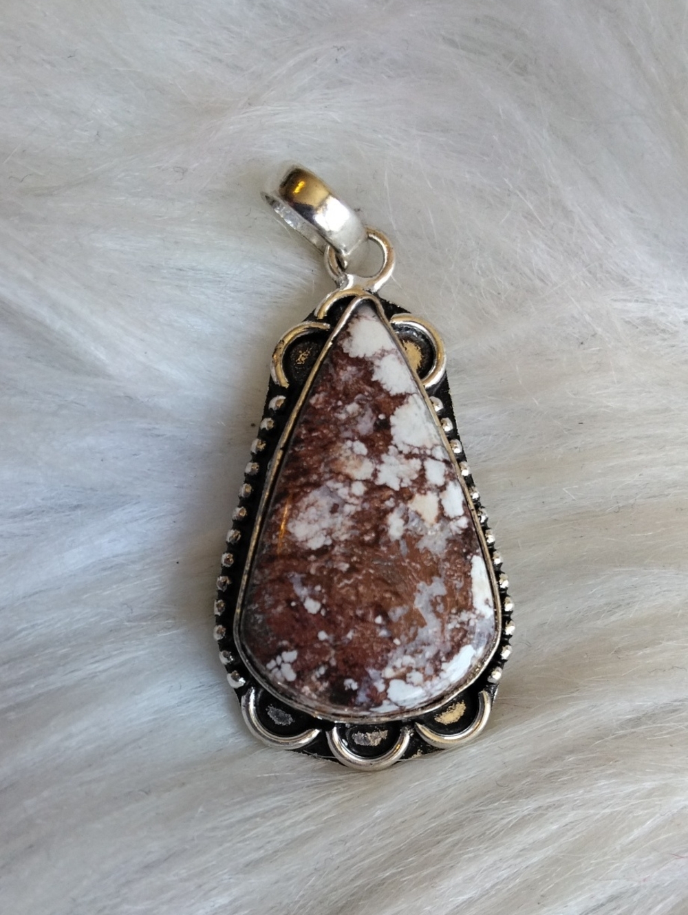 Wildhorse Jasper Silver Plated Gemstone Necklace Pendant